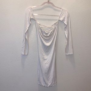 Meek white open shoulder criss cross back bodycon